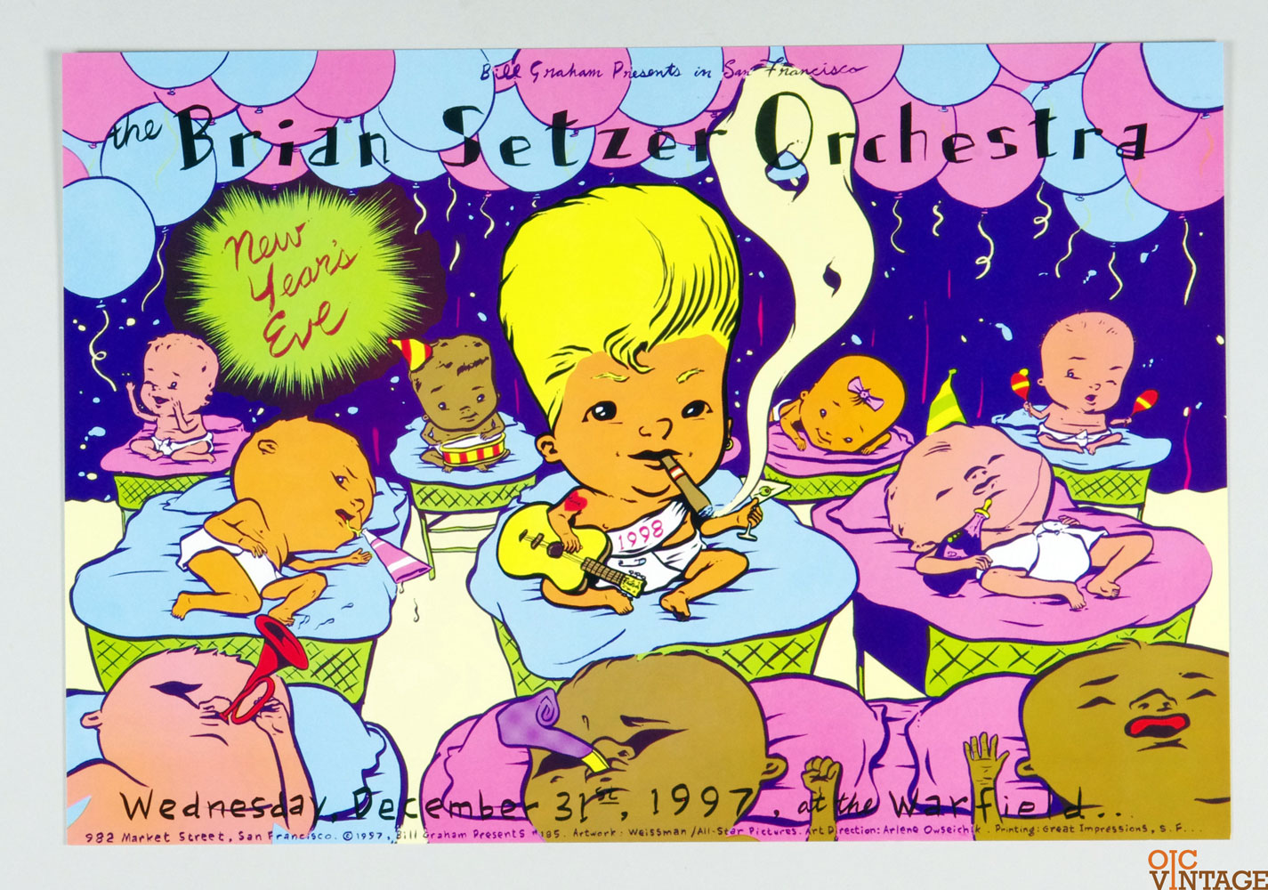 Brian Setzer Poster 1997 Dec 31 The Warfield Theatre San Francisco