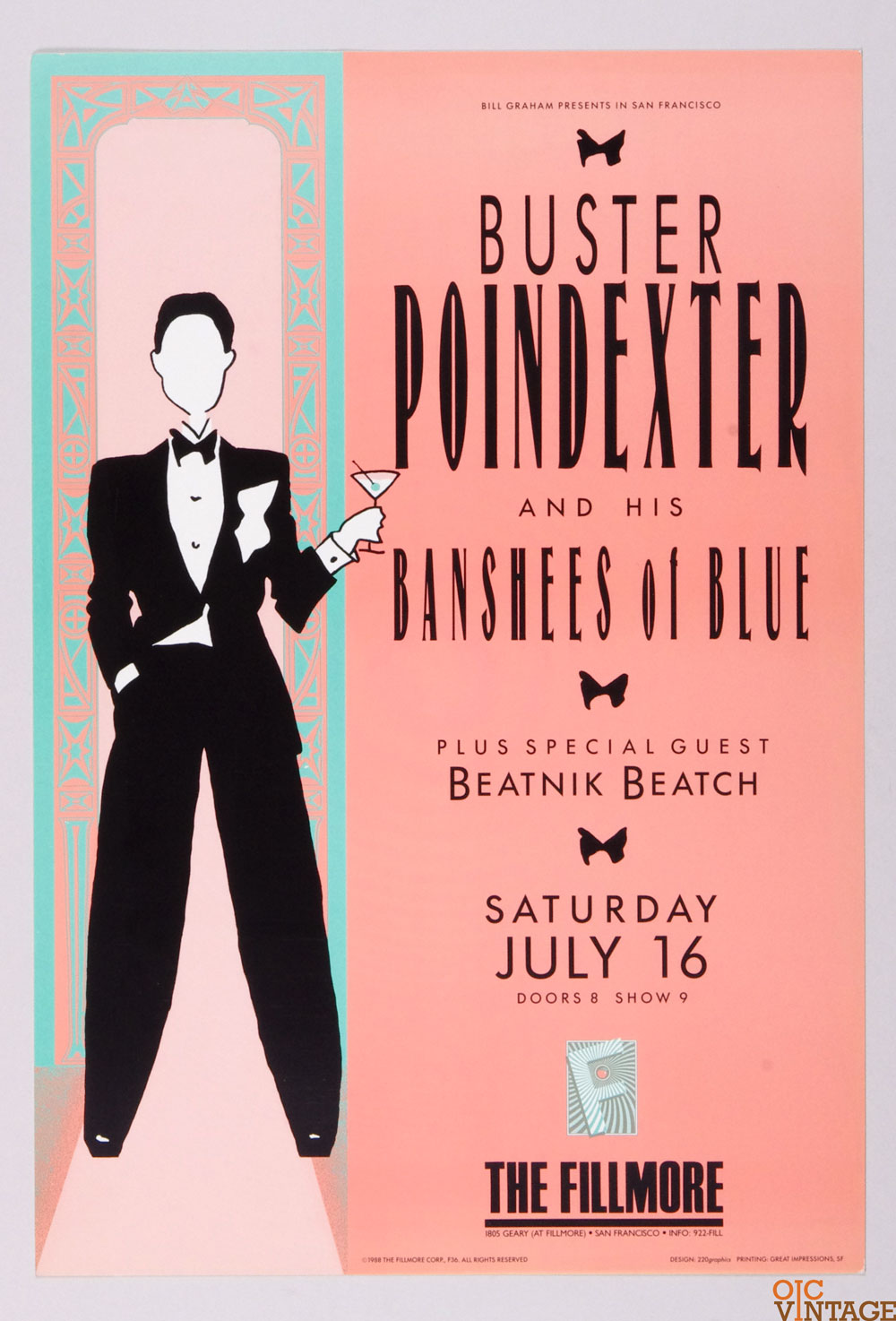 Buster Poindexter and His Banshees of Blue Poster 1988 Jul 16 New Fillmore San Francisco