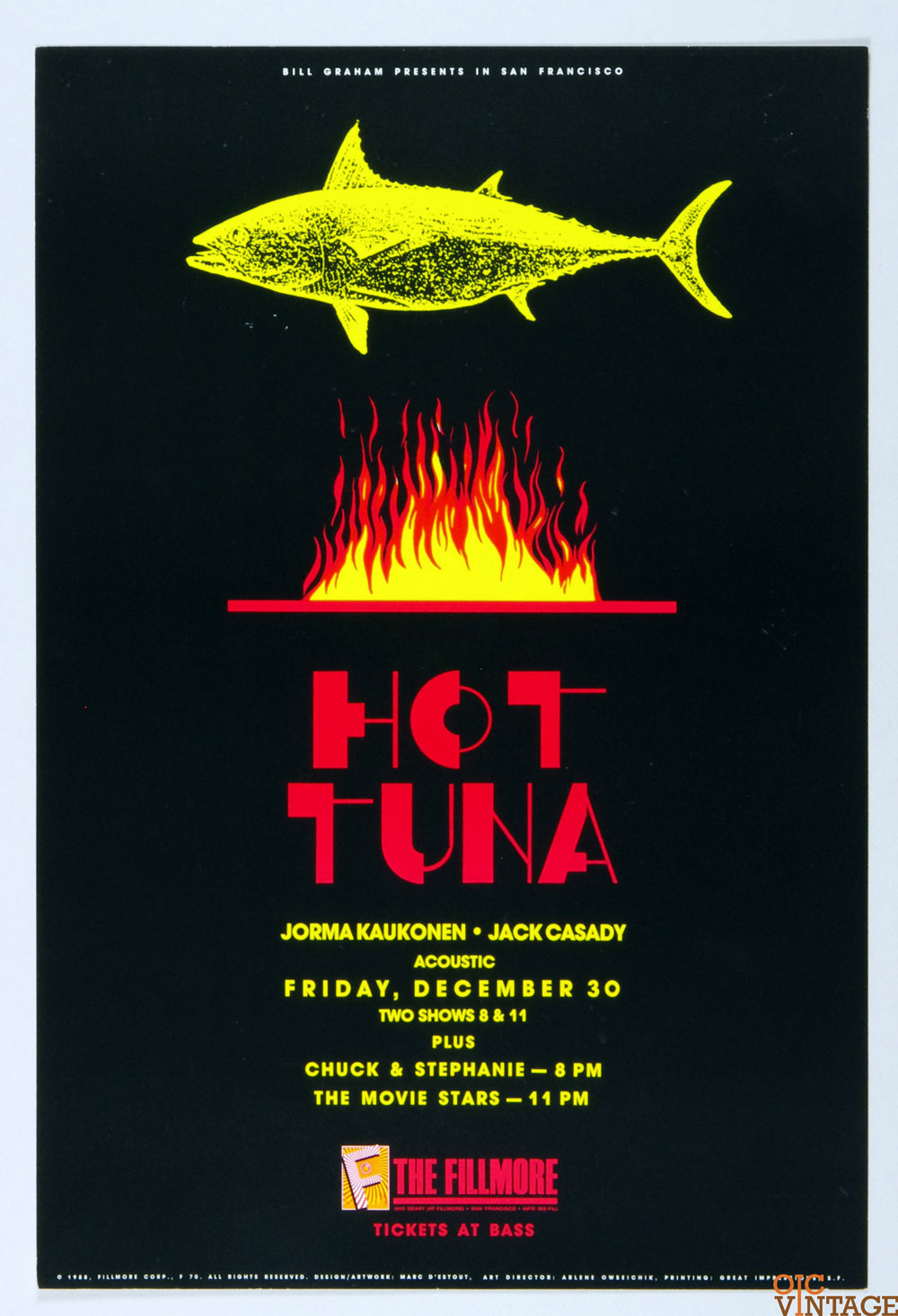 Hot Tuna Jorma Kaukonen Jack Cassidy Poster 1988 Dec 30 New Fillmore 