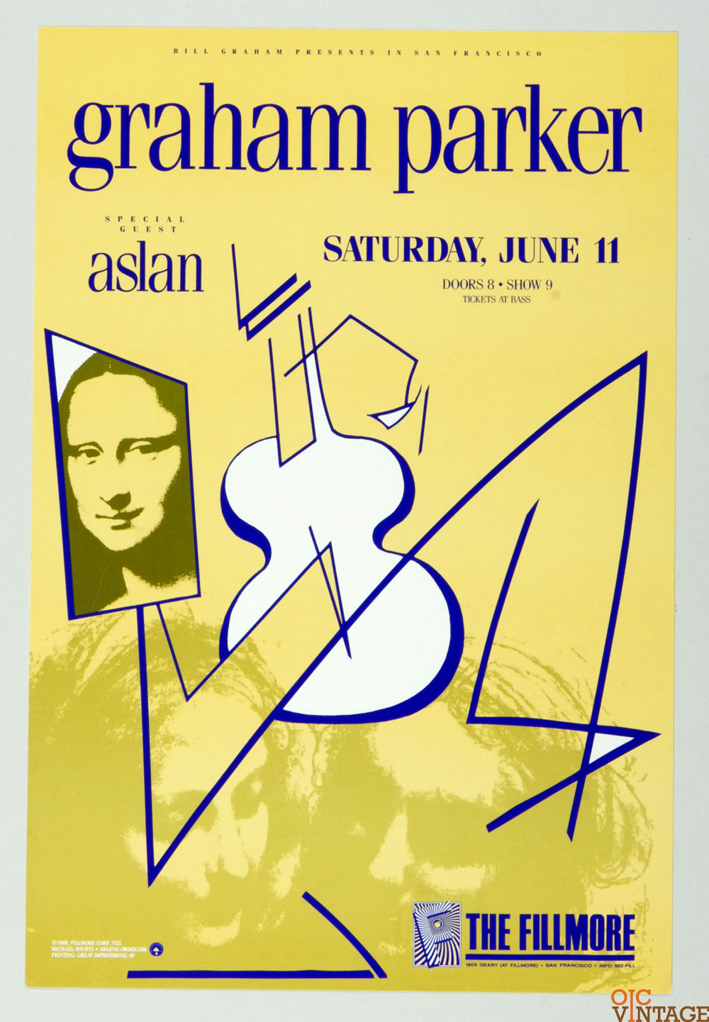 Graham Parker Aslan Poster 1988 Jun 11 New Fillmore