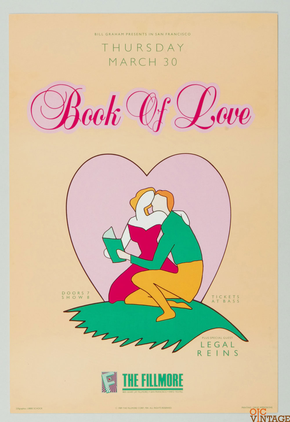 Book of Love Poster 1989 Mar 30  New Fillmore San Francisco