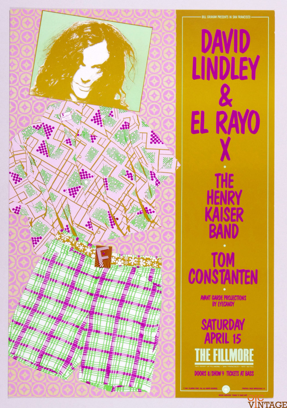 David Lindley and El Rayo X Poster 1989 Apr 15 New Fillmore San Francisco