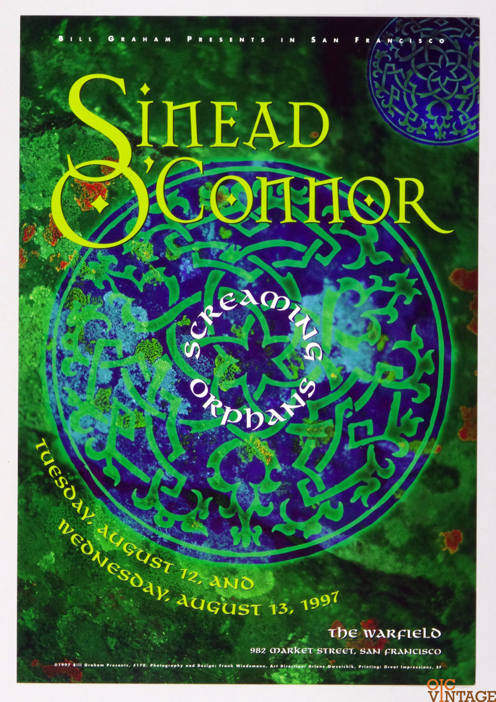 Sinead O'Connor Poster 1997 Aug 13 The Warfield Theatre San Francisco BGP 170
