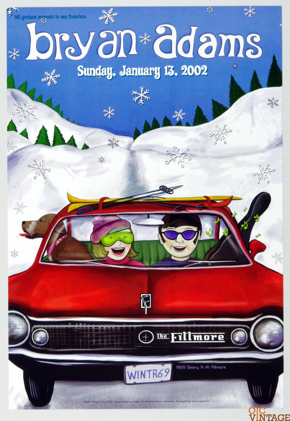 Bryan Adams Poster 2002 Jan 13 New Fillmore