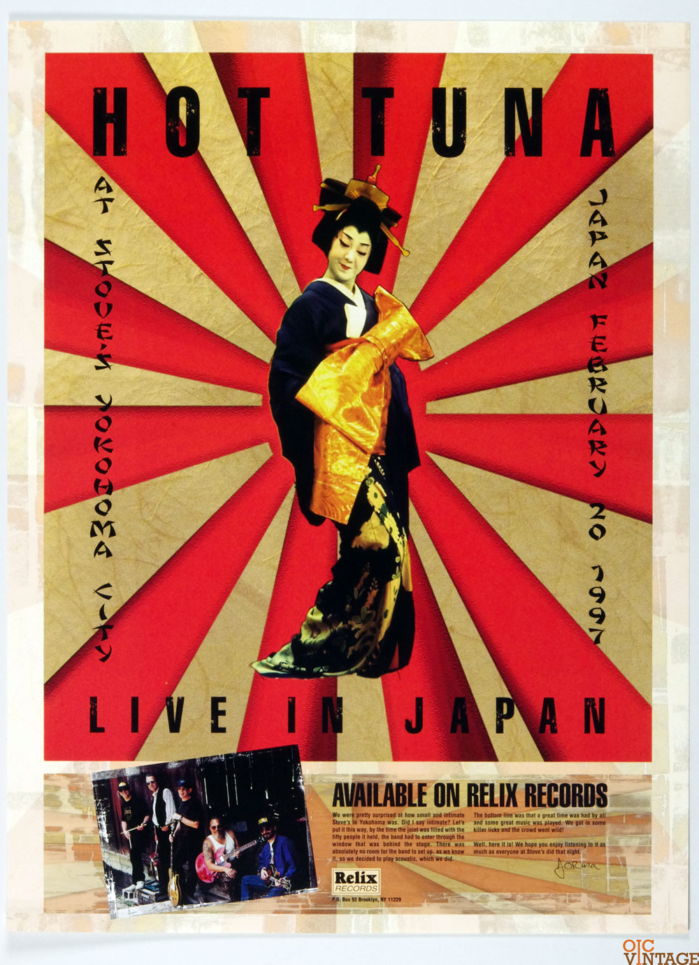 Hot Tuna Poster 1997 Live in Japan Album Promo 18 x 24