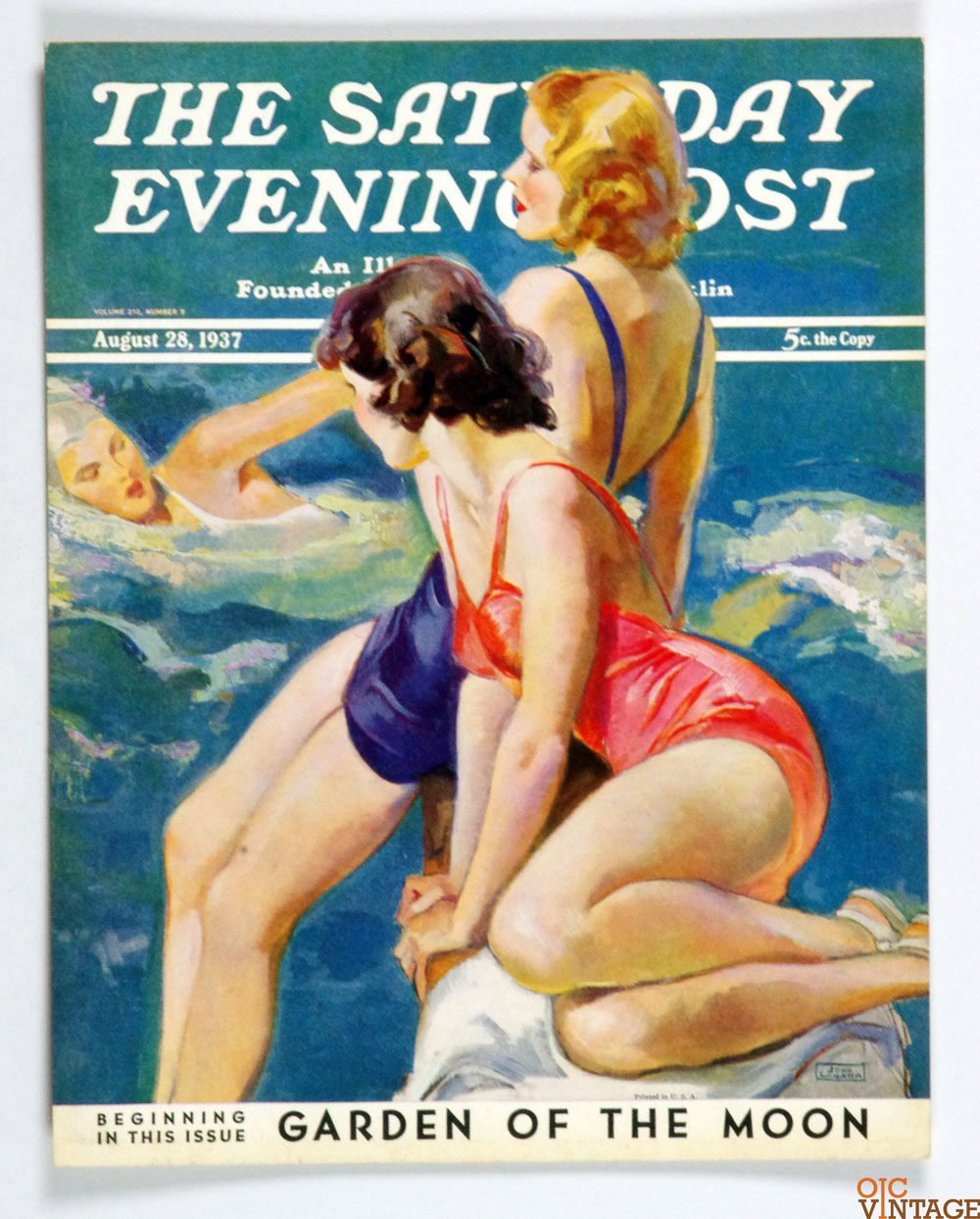 The Saturday Evening Post Poster Flat 1937 Aug 26 At The Pool