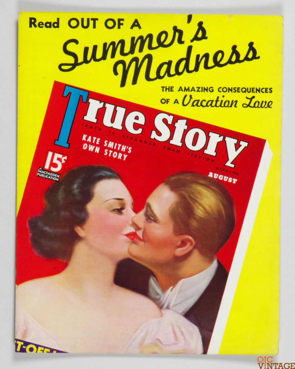 True Story Cardboard Display 1937 August  Magazine Cover 2 sided