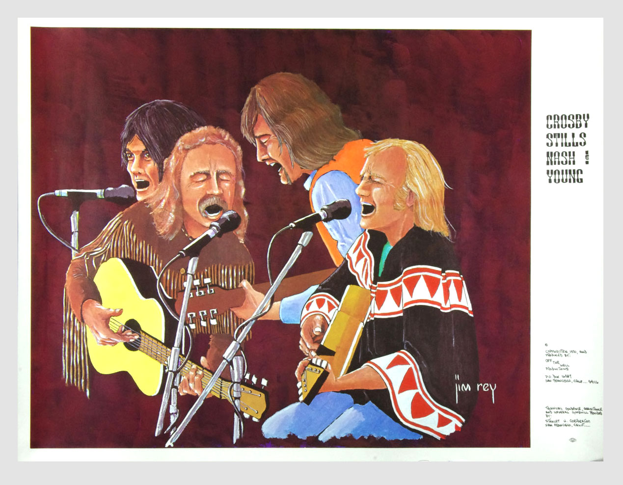 Crosby Stills Nash and Young Poster 1970 Summer Tour Jim Rey