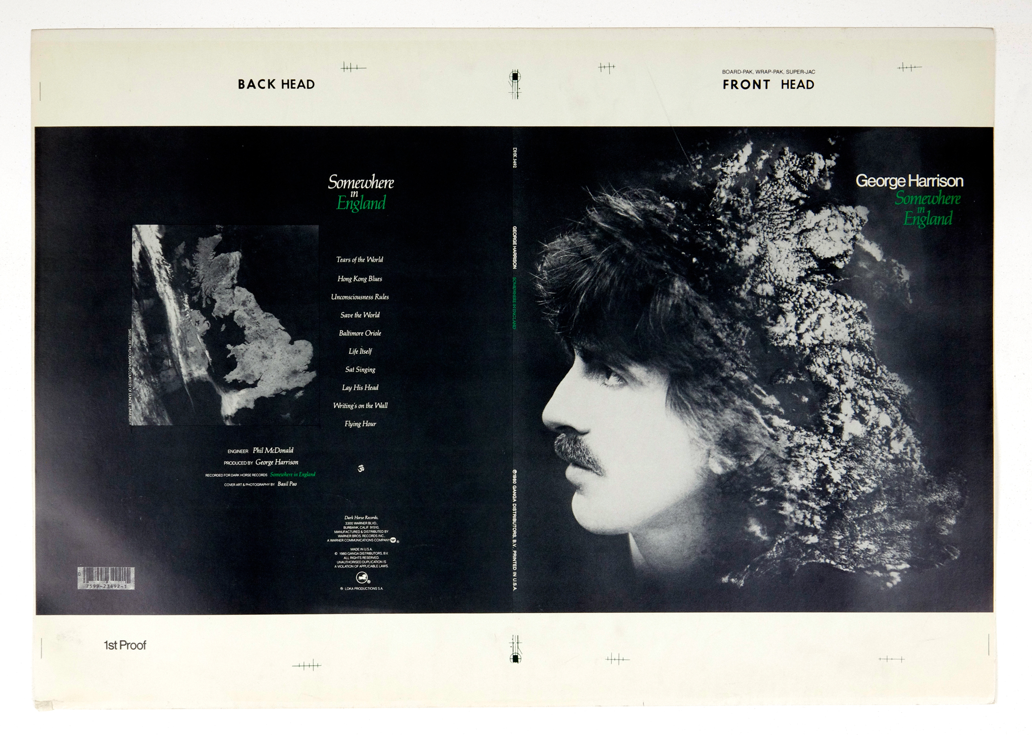 George Harrison Poster 1980 Somewhere In England LP Jacket Proof Rejected Version