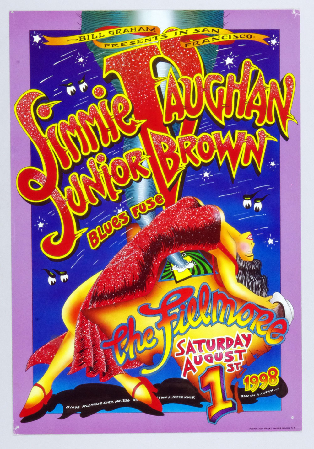 Jimmie Vaughan Junior Brown Poster 1988 Aug 1  New Fillmore