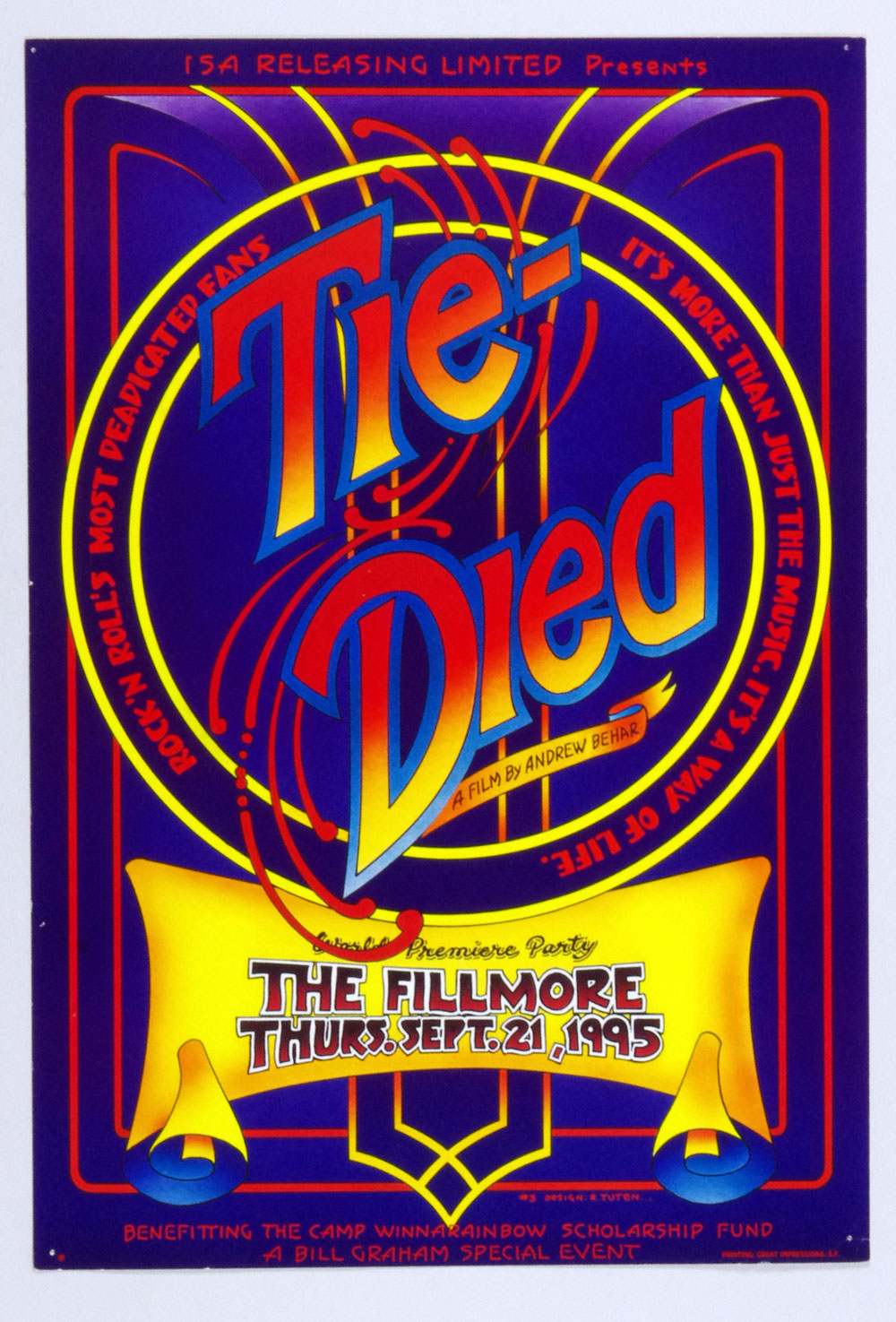 Grateful Dead Documentary Film Tie-Dies Premier Poster 1995 The Fillmore San Francisco