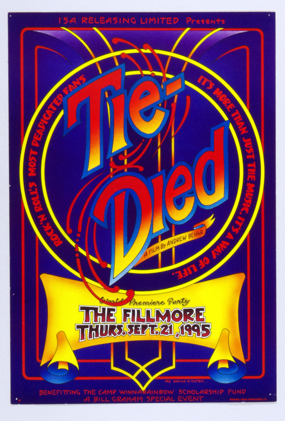 Grateful Dead Documentary Film Tie-Dies Premier Poster 1995 The Fillmore Randy Tuen