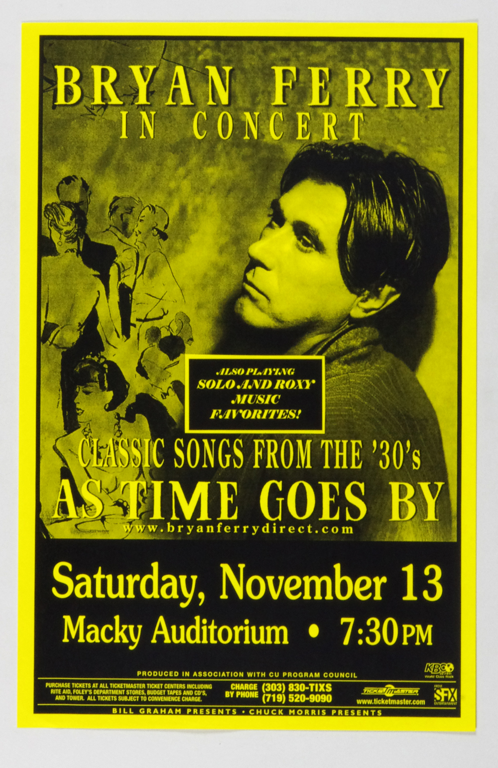 Bryan Ferry Poster 1999 Nov 13 Mackey Stadium West Lafayette 