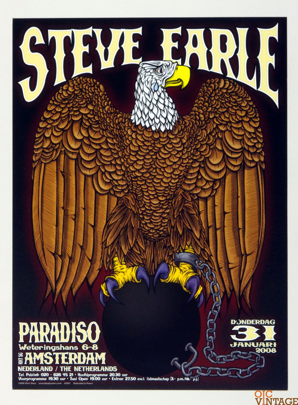 Steve Earle Poster 2008 Jan 31 Paradiso Amsterdam