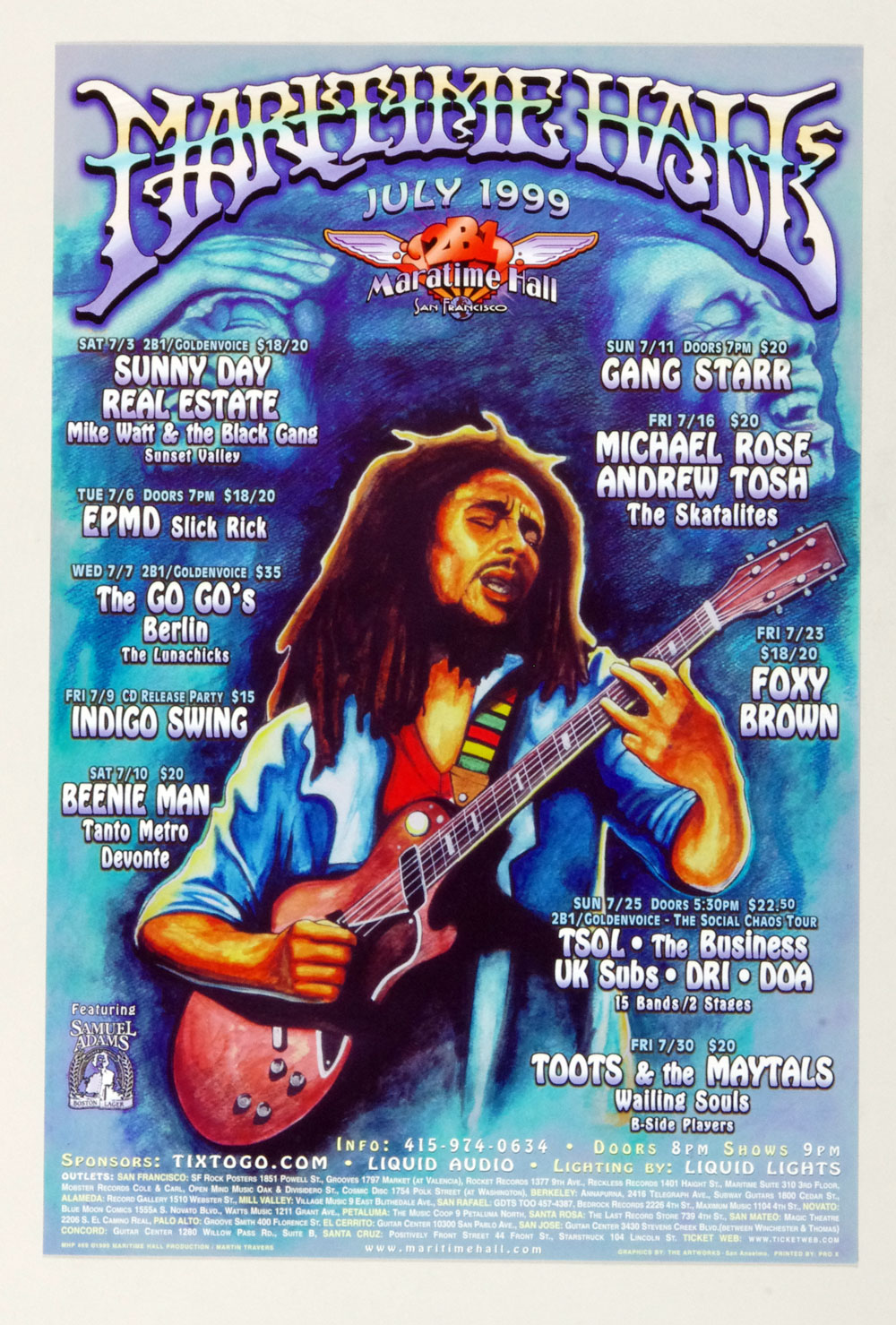Maritime Hall 1999 July Poster Andrew Tosh Toot & The Maytals