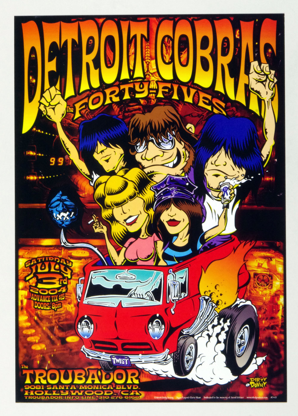 Detroit Cobras Poster 2004 July 3 The Troubador Hollywood