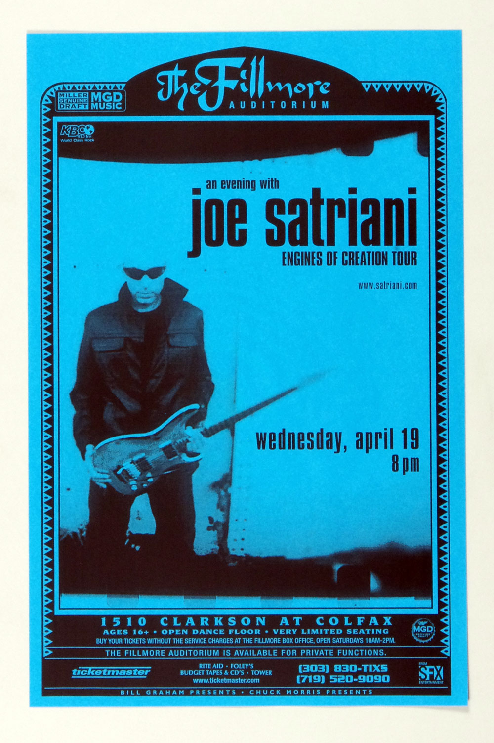 Joe Satriani Poster 2000 Apr 19 The Fillmore Auditorium Denver