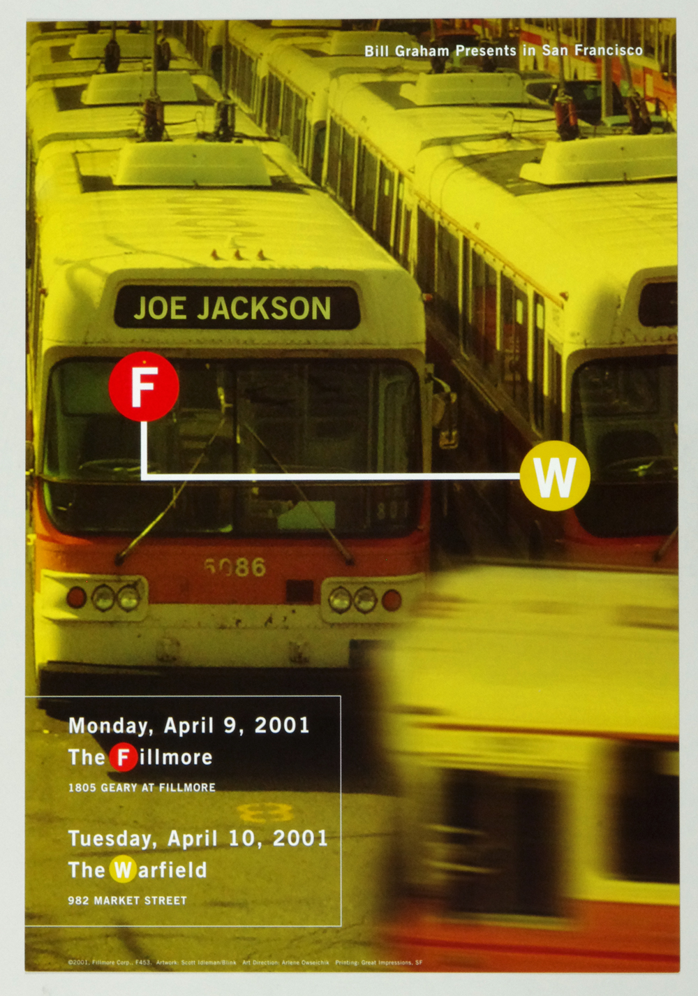 Joe Jackson Poster 2001 Apr 9  New Fillmore San Francisco