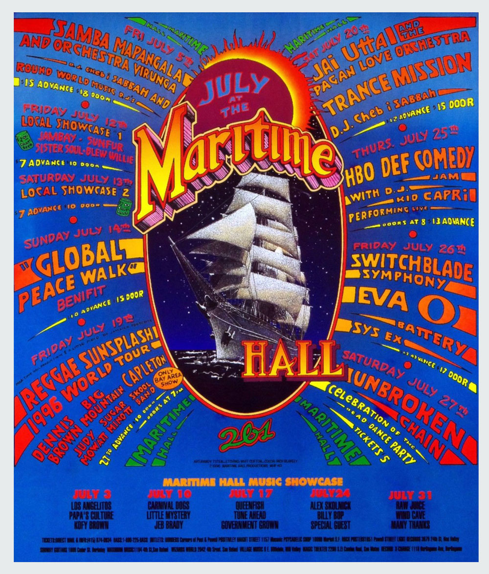 Maritime Hall 1996 Jul Poster Samba Mapangala Reggae Sunsplash Jai Uttal 