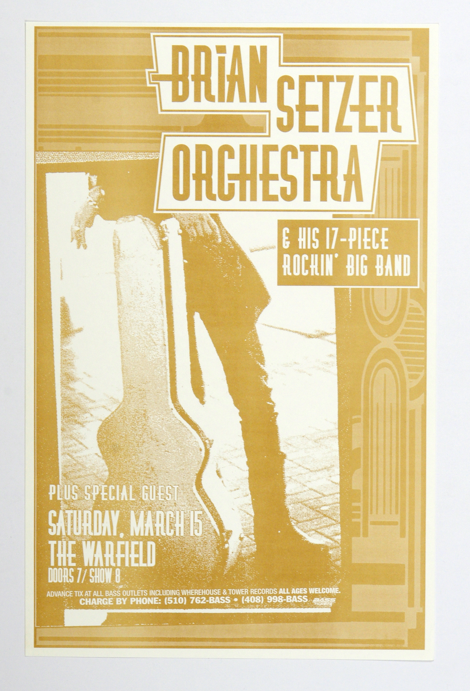 Brian Setzer Poster 1997 March 15 The Warfield Theatre San Francisco 