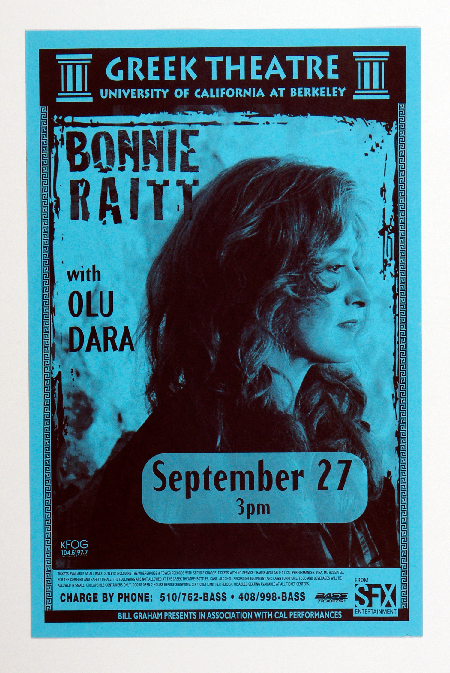 Bonnie Raitt Poster 1998 Sep 27 Greek Theatre Berkeley