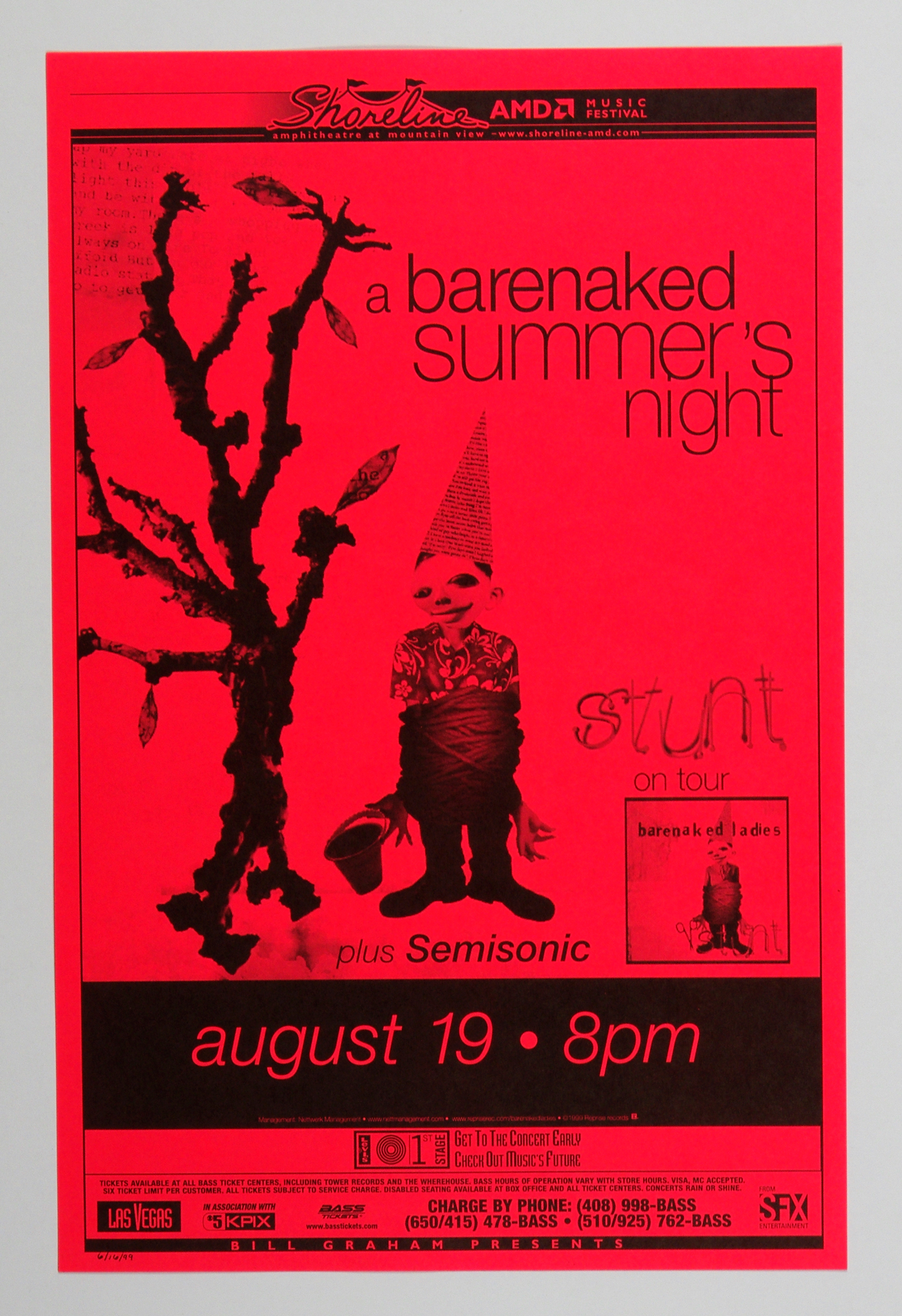 Barenaked Ladies Poster 1999 Aug 19 Shoreline Amphitheatre 