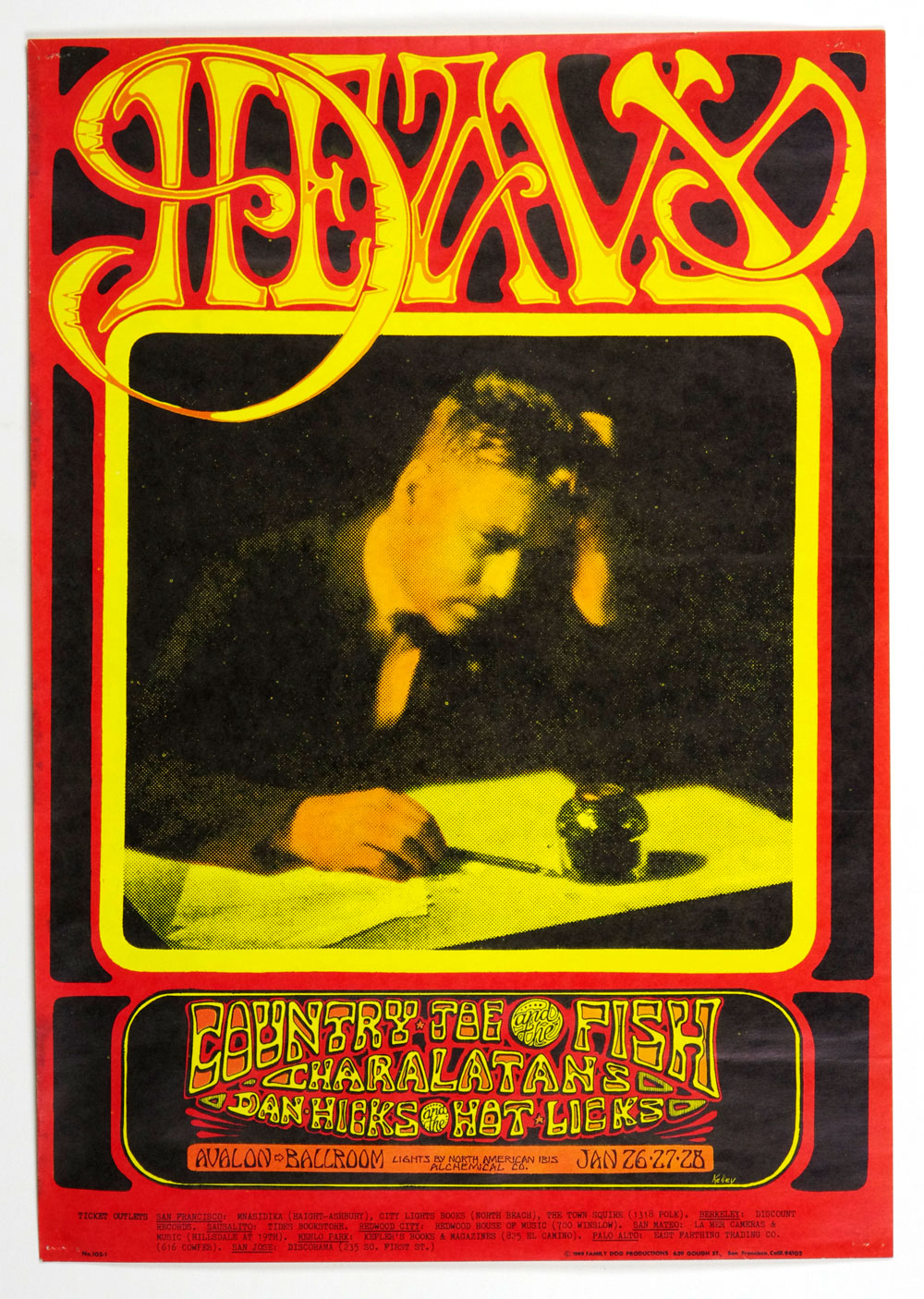 FD 103 Poster Country Joe and The Fish Charlatans 1968 Jan 26