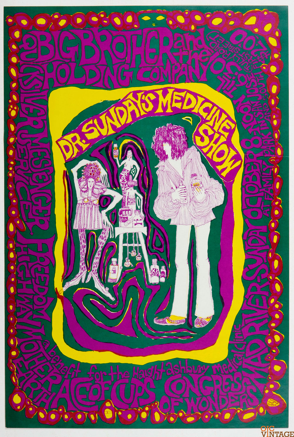 Height and Ashbury Clinic Benefit Concert Poster 1967 San Jose AOR 2.339