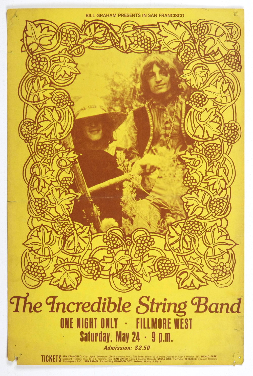 Incredible String Band Poster 1969 May 24 Fillmore West San Francisco