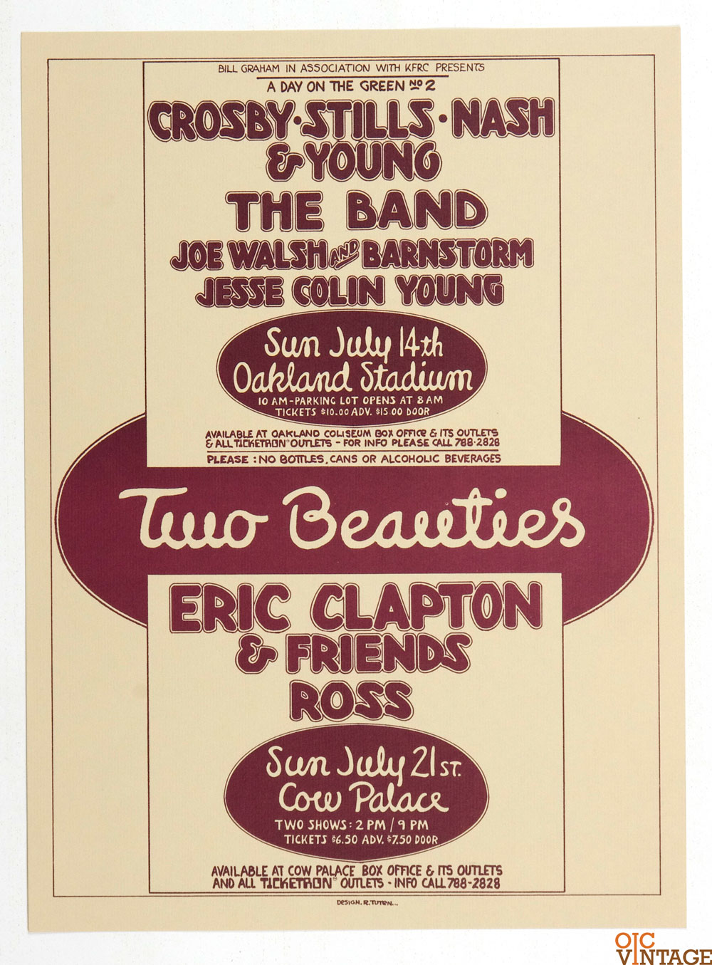 Crosby Stills Nash and Young Eric Clapton Joe Walsh Poster 1974 July Bill Graham Presents