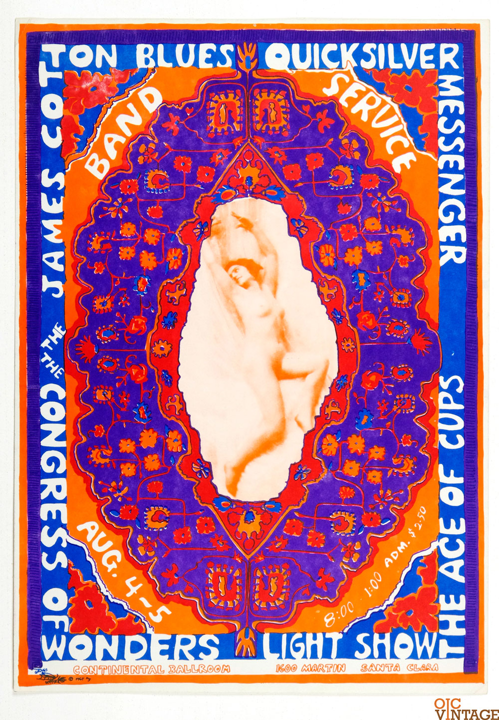 Continental Ballroom 1967 Aug 4 Quicksilver Messenger Service Poster