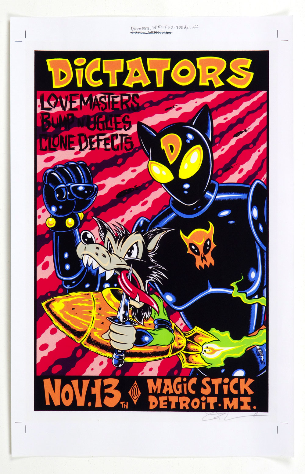 The Dictators Poster Proof w/ Lovemasters 1999 Nov 13 Magic Stick Alan Forbes signed