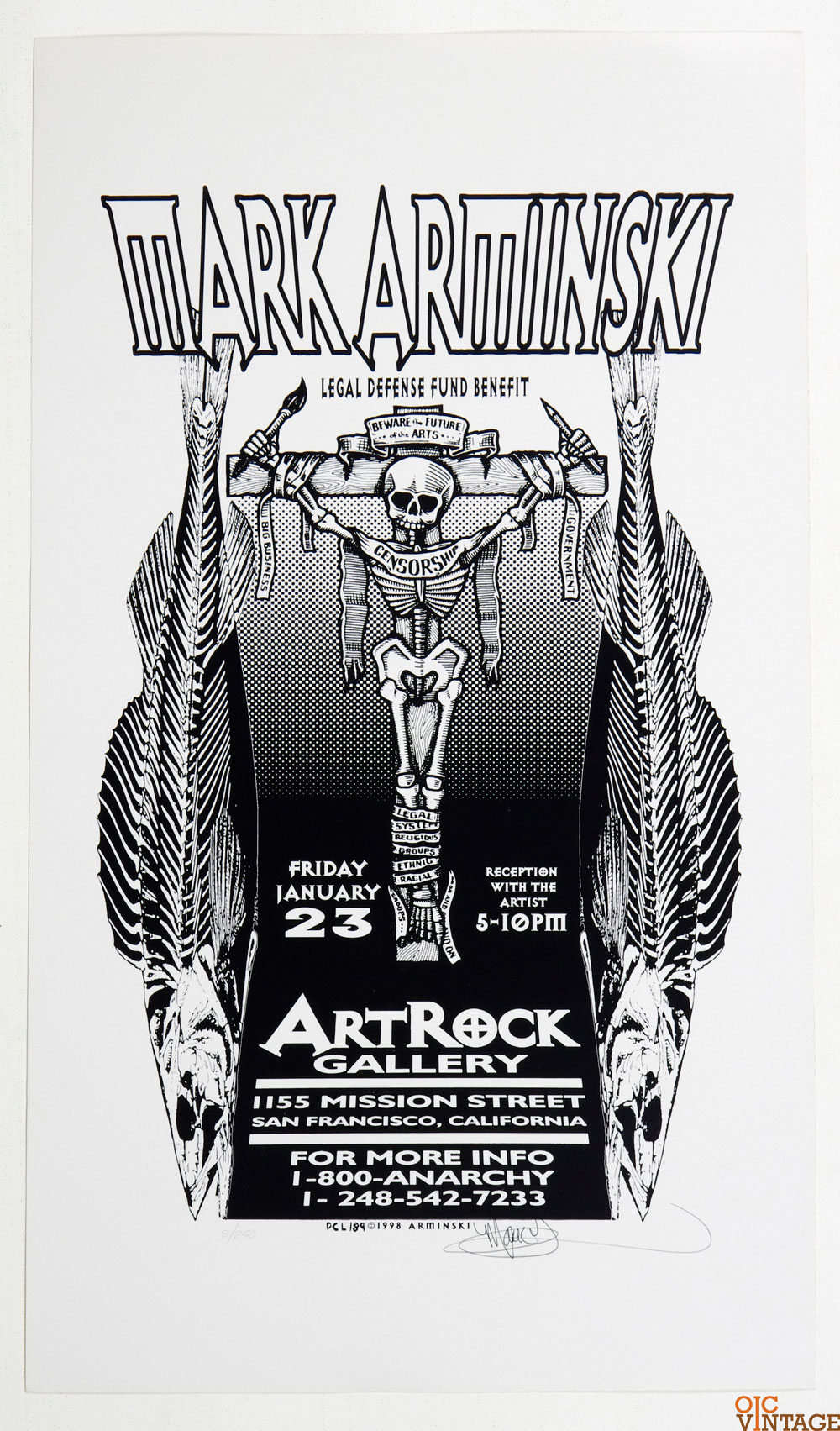 Beware the Future of the Arts 1998 SF Exhibit Poster Mark Arminski signed