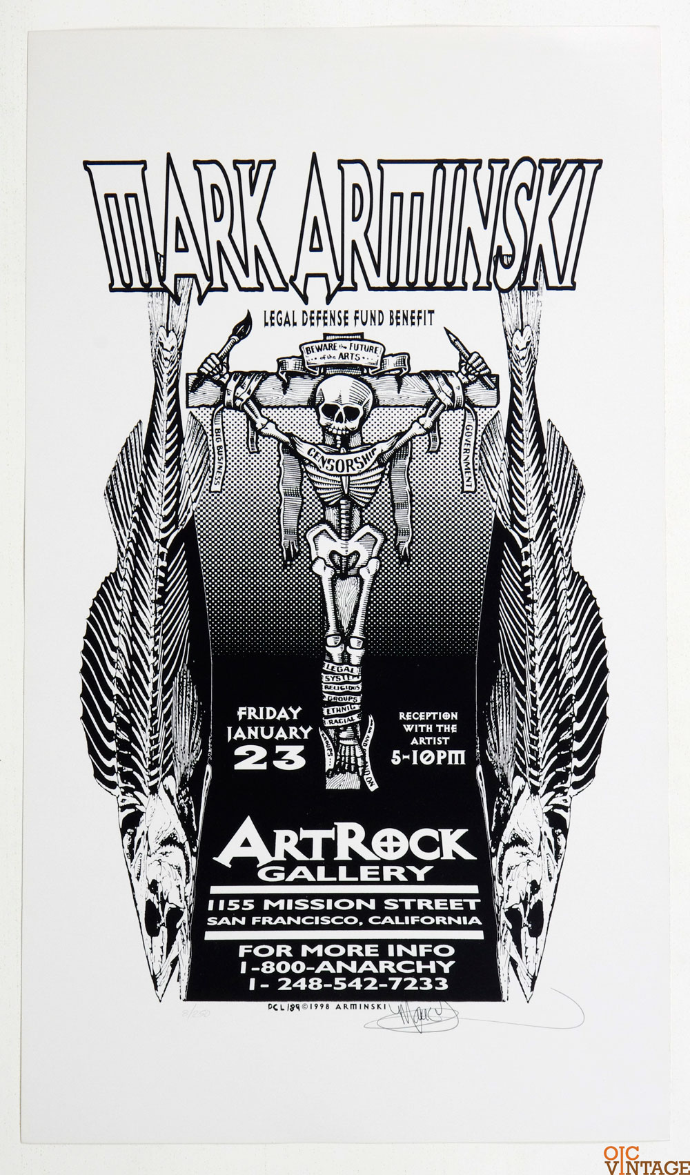 Beware the Future of the Arts 1998 SF Exhibit Poster Mark Arminski signed