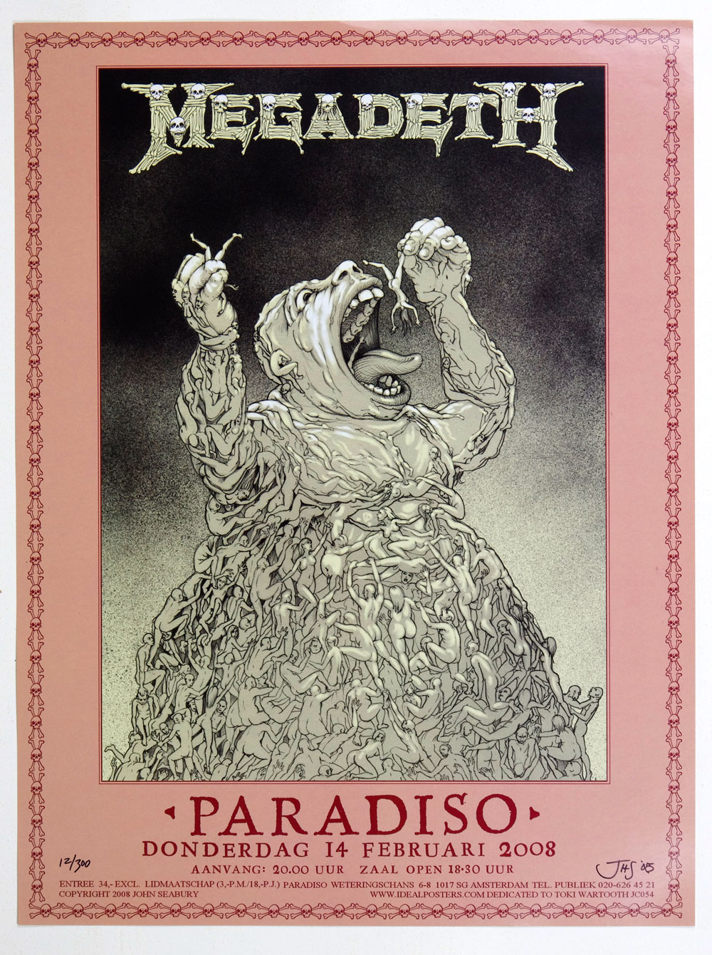 Megadeth Poster 2008 Feb 14 Paradiso John Seanbury Signed