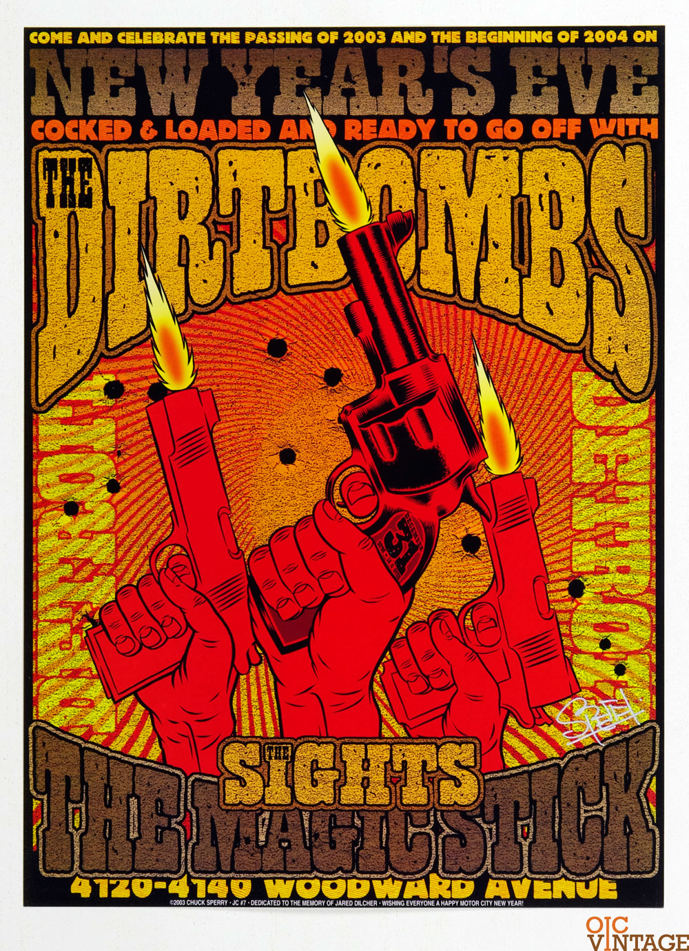 The Dirtbombs Poster 2003 Dec 31 New Year's Eve Magic Stick MI Chuck Sperry signed