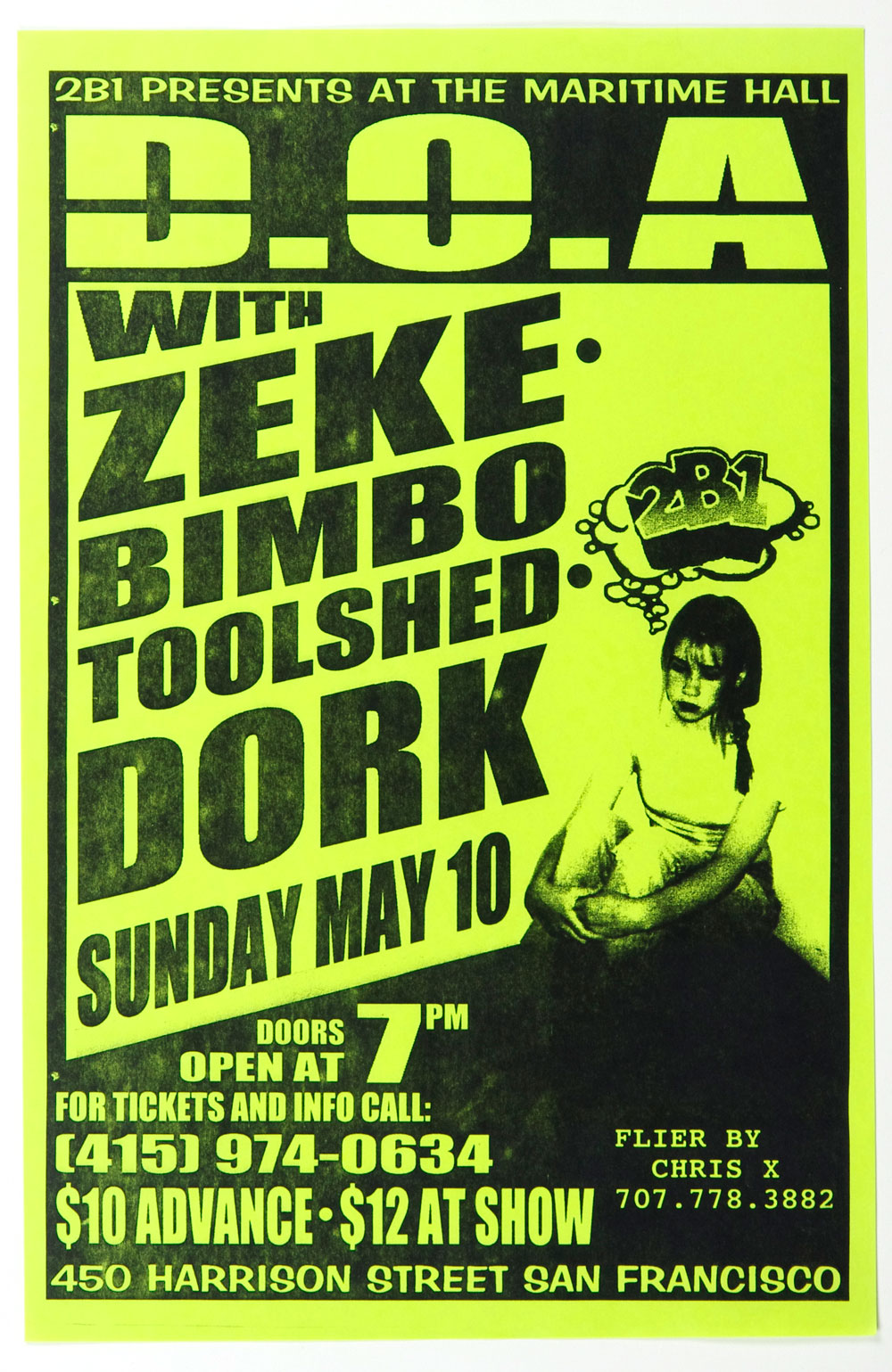 DOA Poster w/ ZEKE 1998 May 10 Maritime Hall  