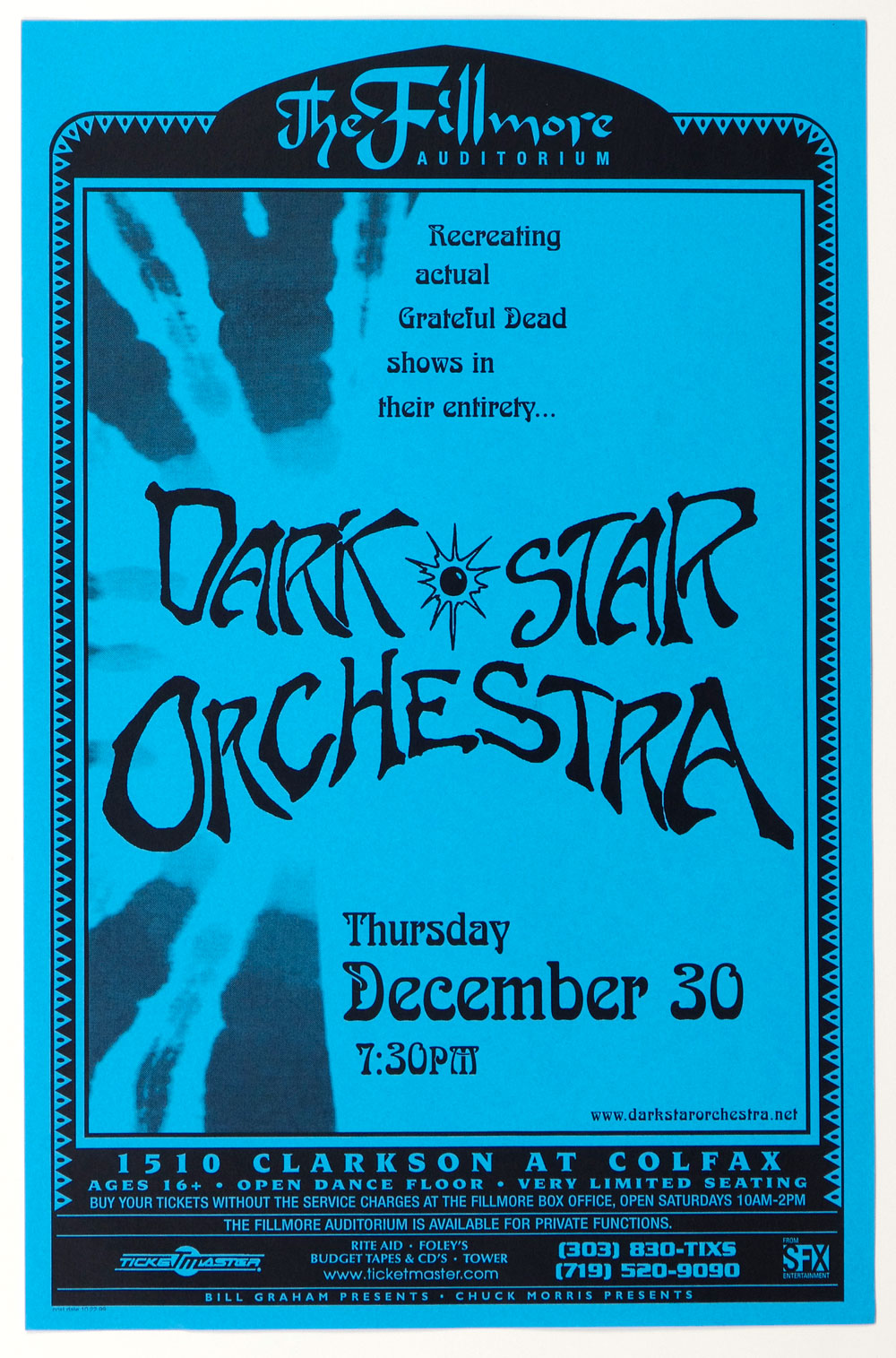 Dark Star Orchestra Poster 2001 Aug 1 The Fillmore Denver  