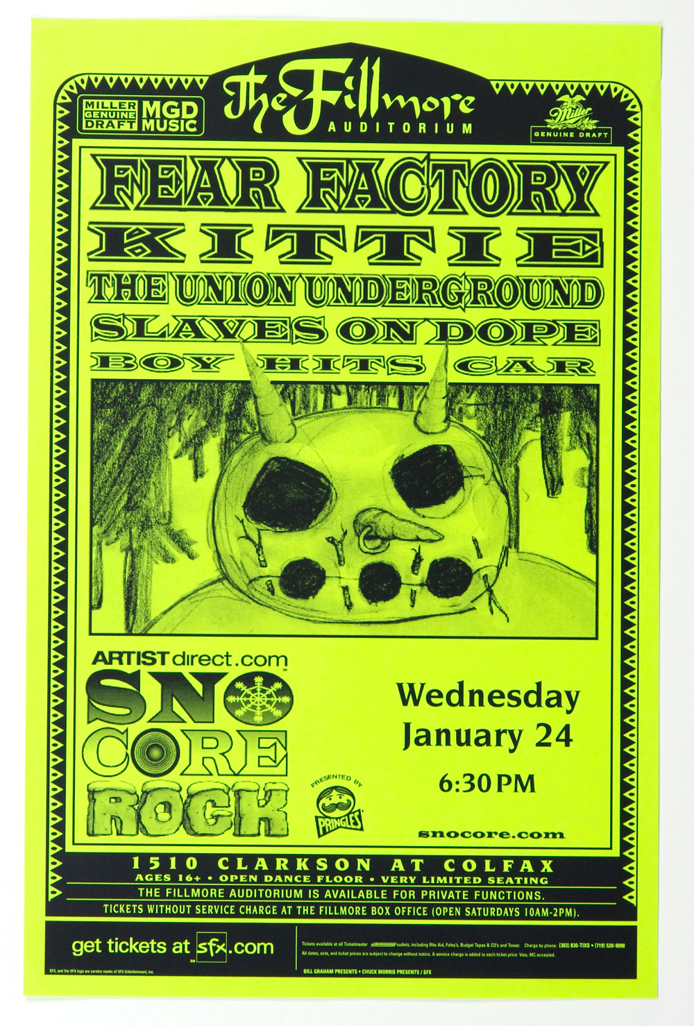 Fear Factory Poster 2001 Jan 24 The Fillmore Denver  