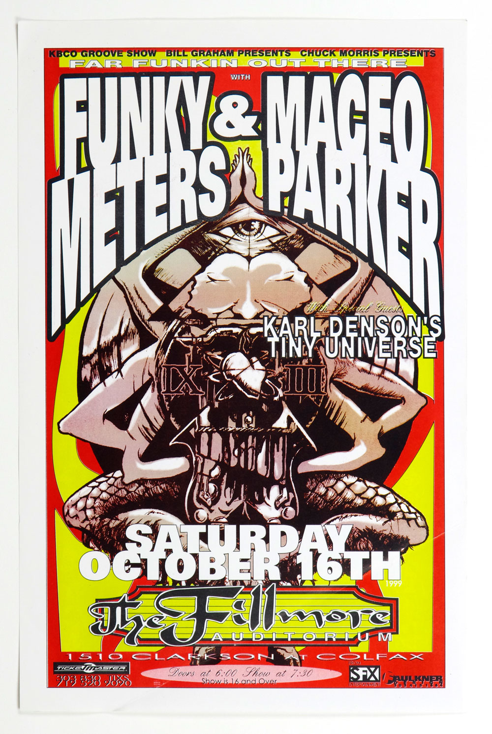 Funky Meters & Maceo Parker Poster 1999 Oct 16 The Fillmore Denver 