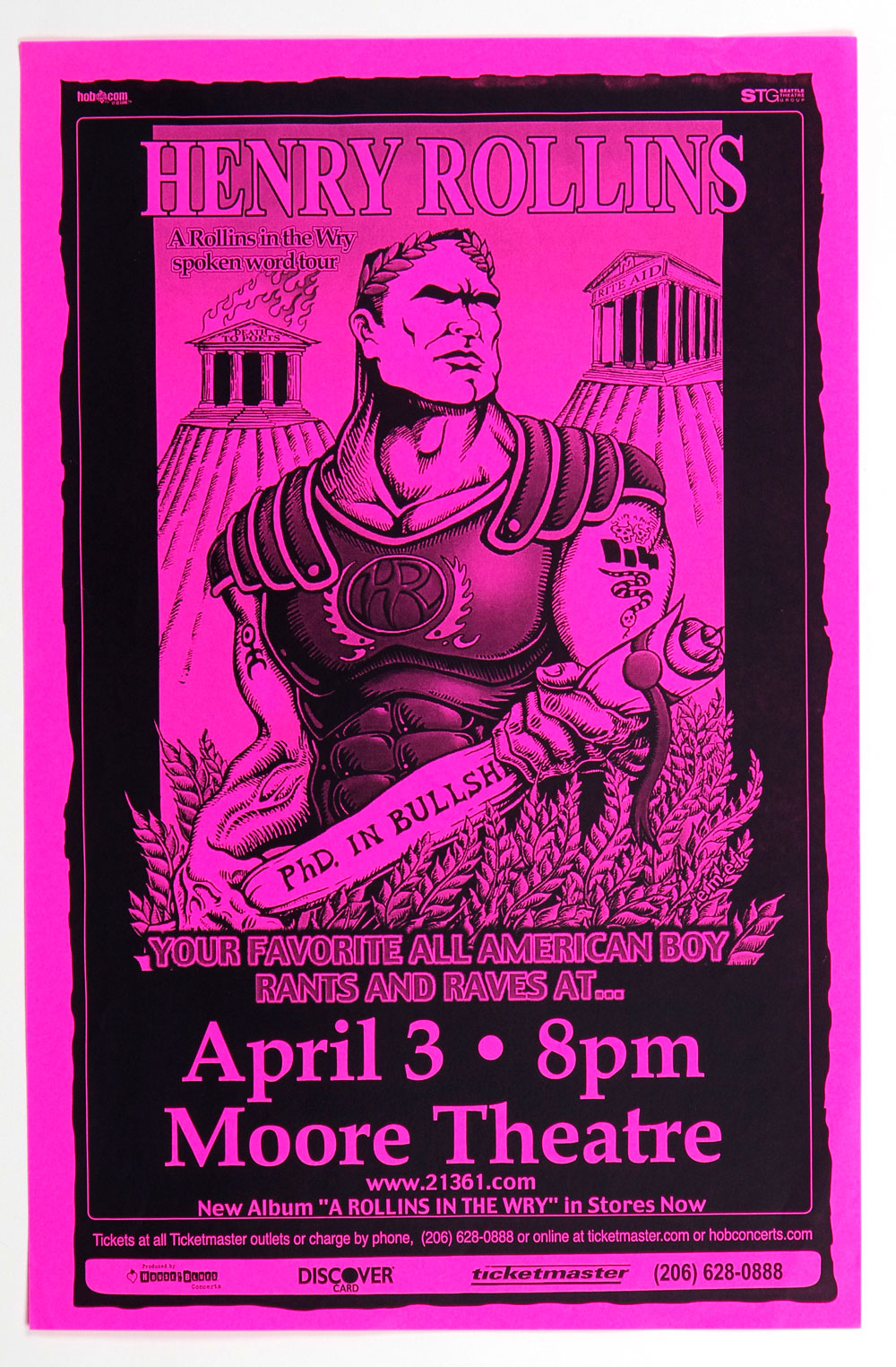 Henry Rollins Poster 2001 Apr 3 Moore Theatre Seattle