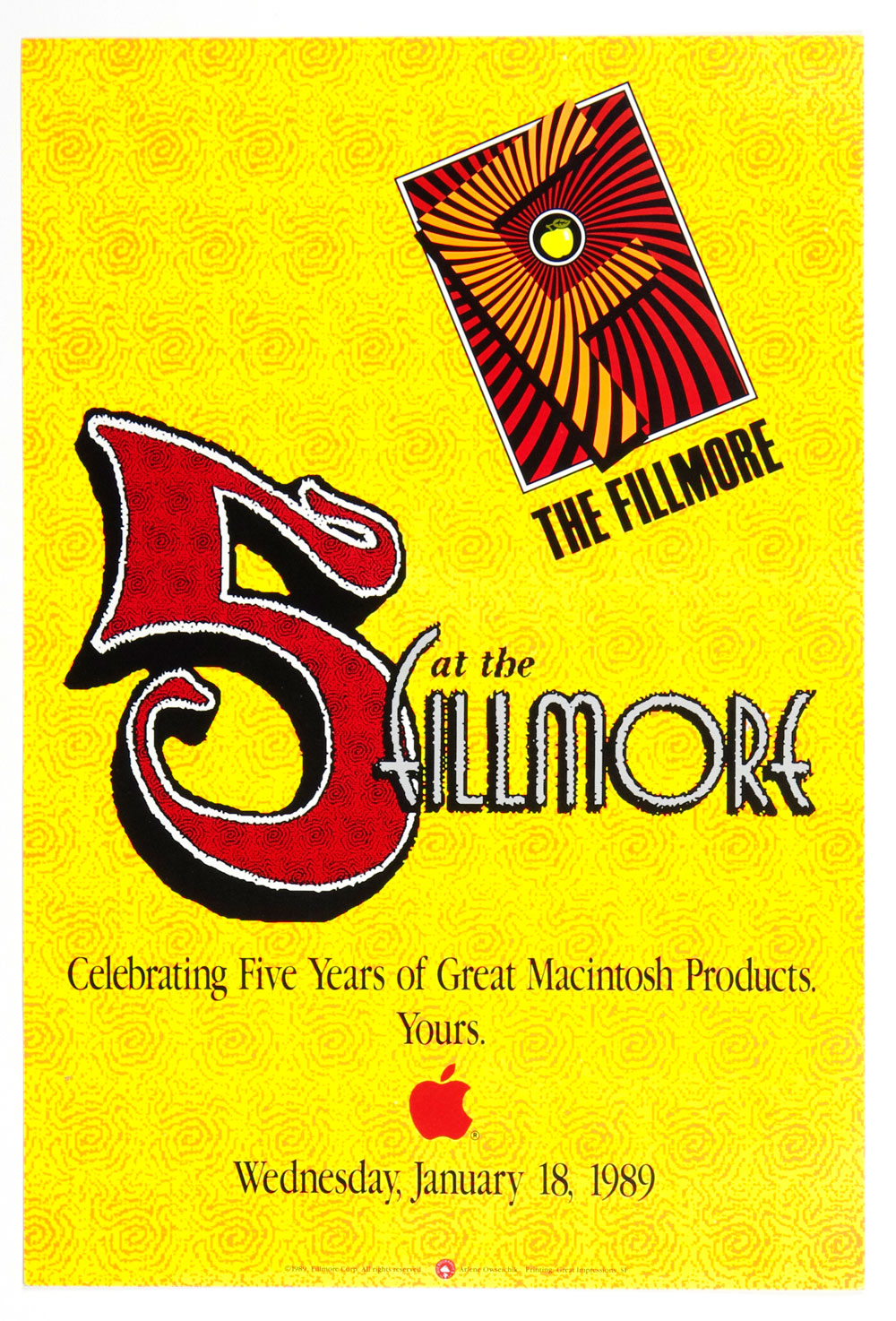 Macintosh Products Celebrating Five Years of Great 1996 Jan 18 Fillmore San Francisco