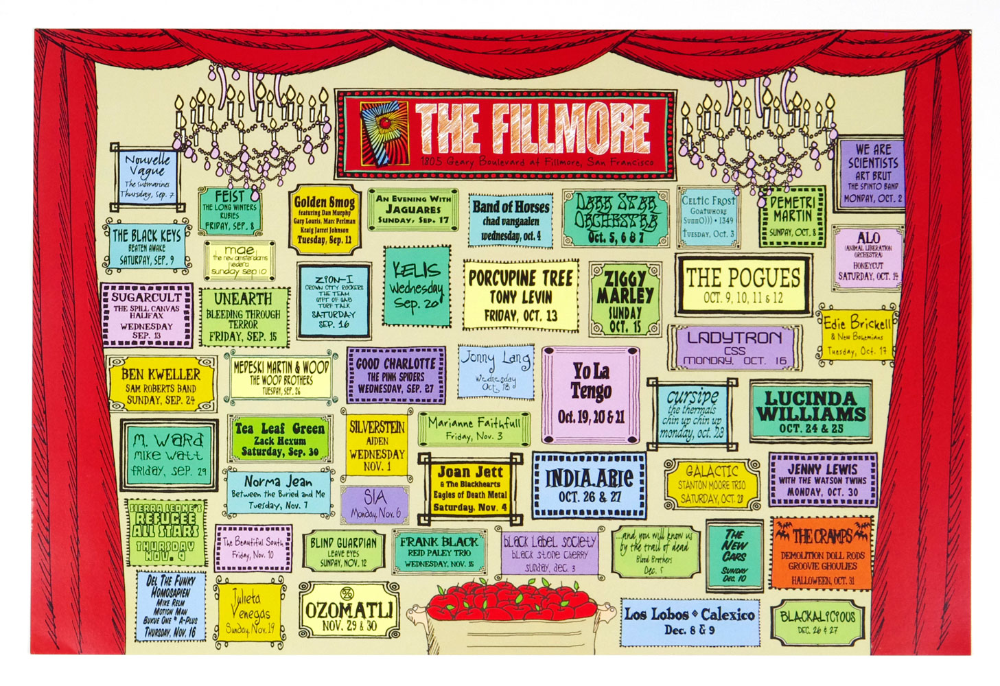 New Fillmore Poster 1996 Oct thru Dec Concert Schedule 