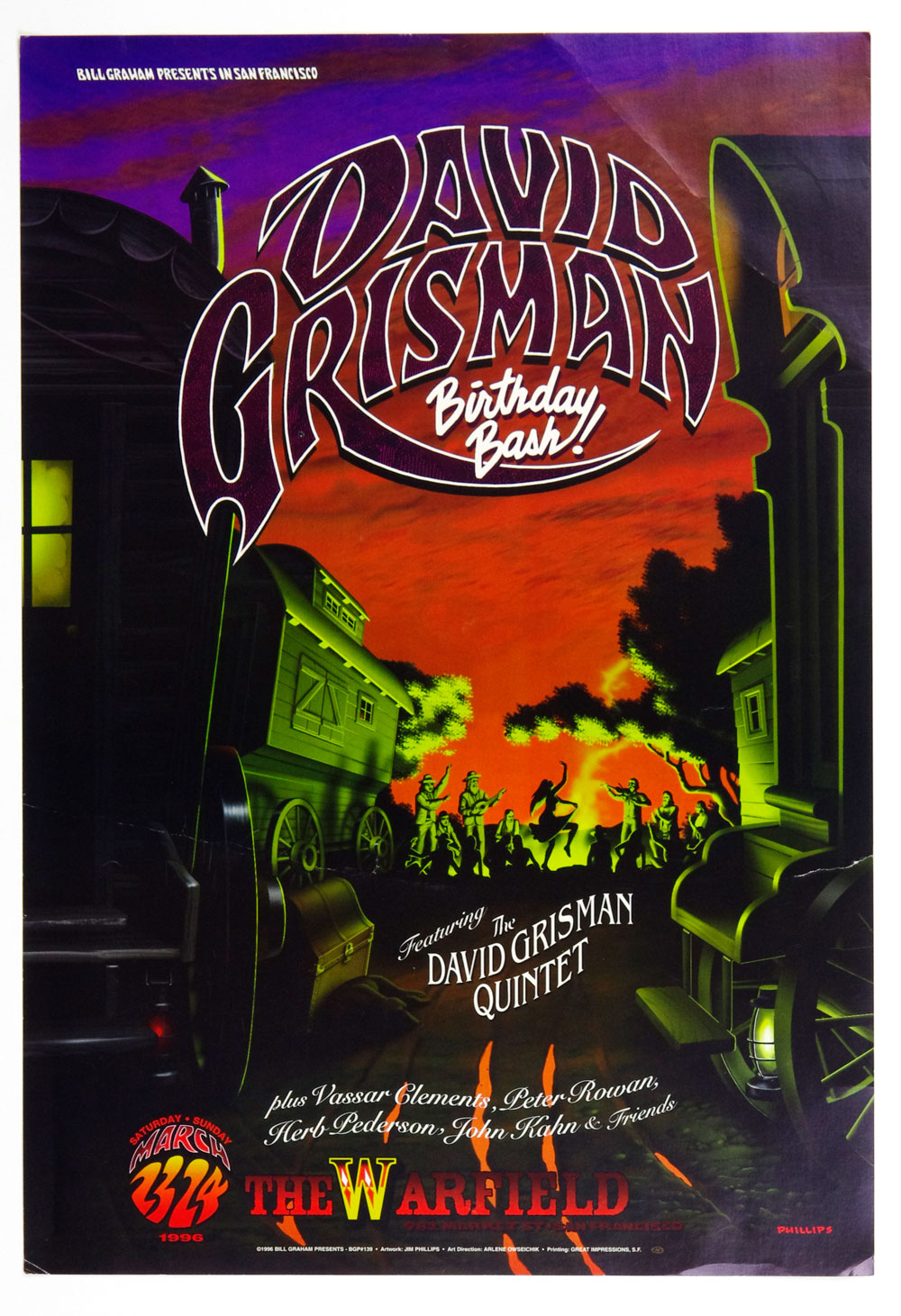 David Grisman Poster 1996 Mar 23 The Warfield Theatre San Francisco BGP 139