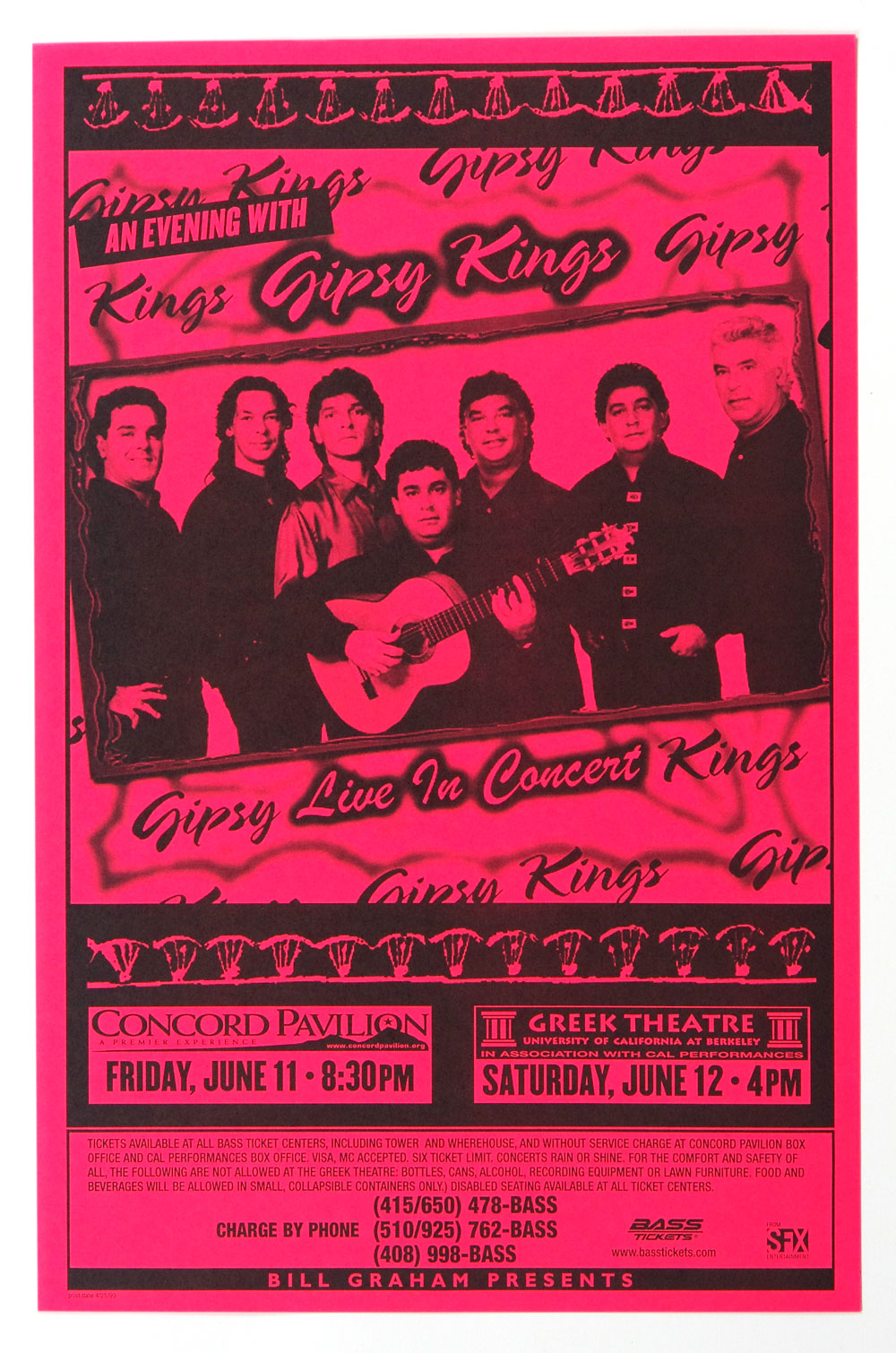 Gipsy Kings Poster 1999 Jun 11 Concord Pavilion
