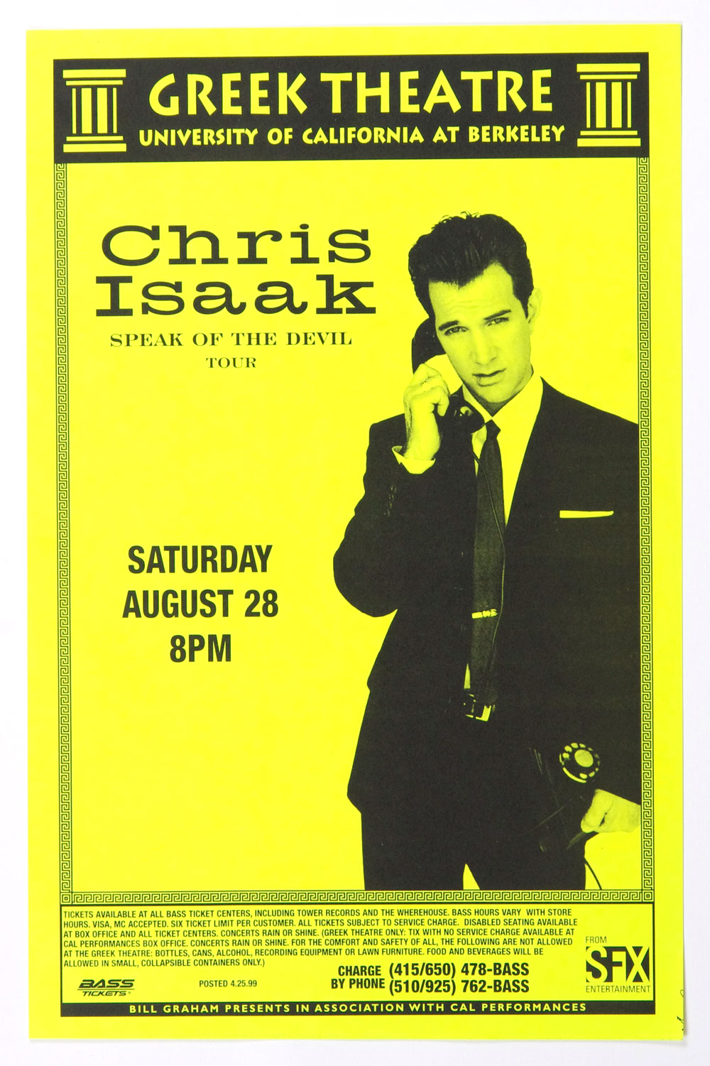Chris Isaak Poster 1998 Aug 26 Greek Theatre Berkeley