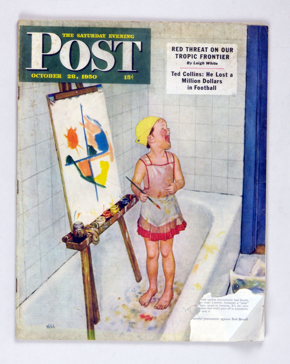 Saturday Evening Post Back Issue 1950 Oct 28 Kid Painting in Bathtub