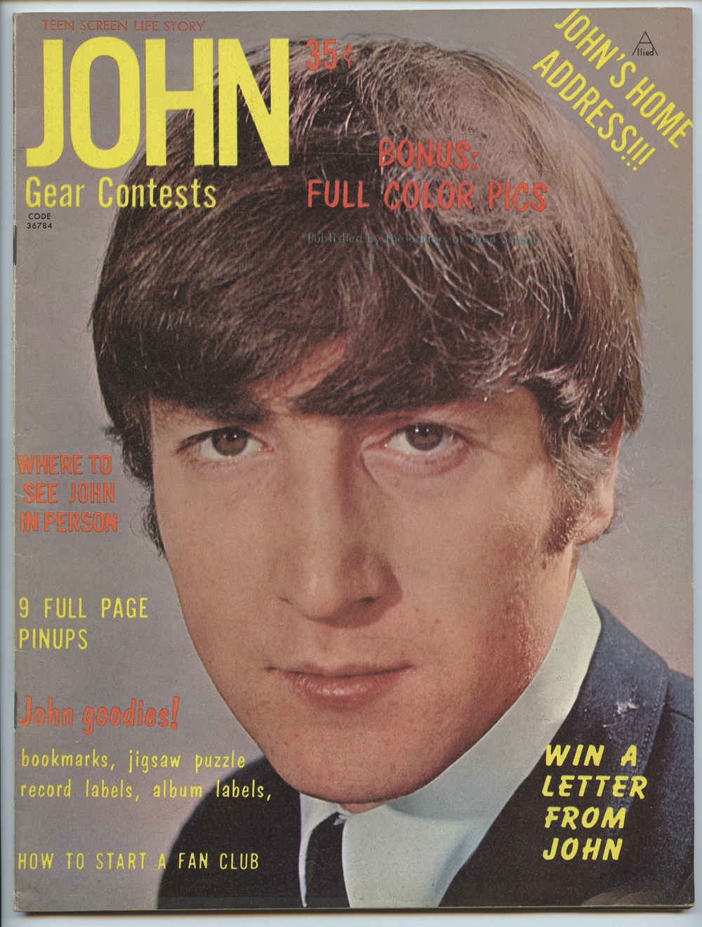 The Beatles Magazine Back Issue John Lennon Teen Screen Life Story 1964