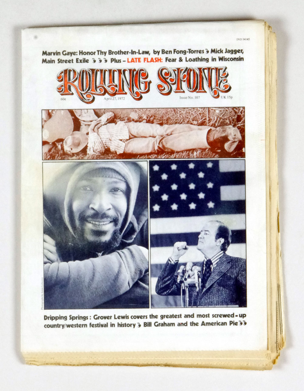 Rolling Stone Magazine  Back Issue 1972 Apr 27 No. 107 Marvin Gaye 