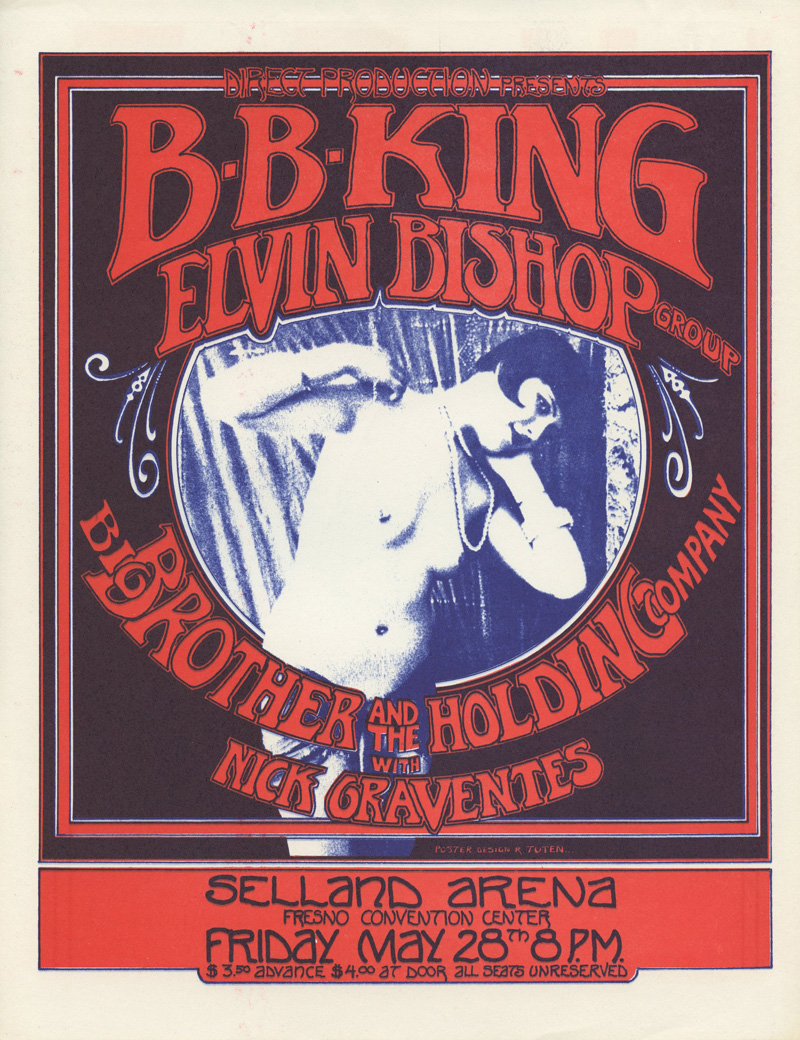 B.B. King Elvin Bishop Handbill Selland Arena Fresno 1971 May 28 Randy Tuten